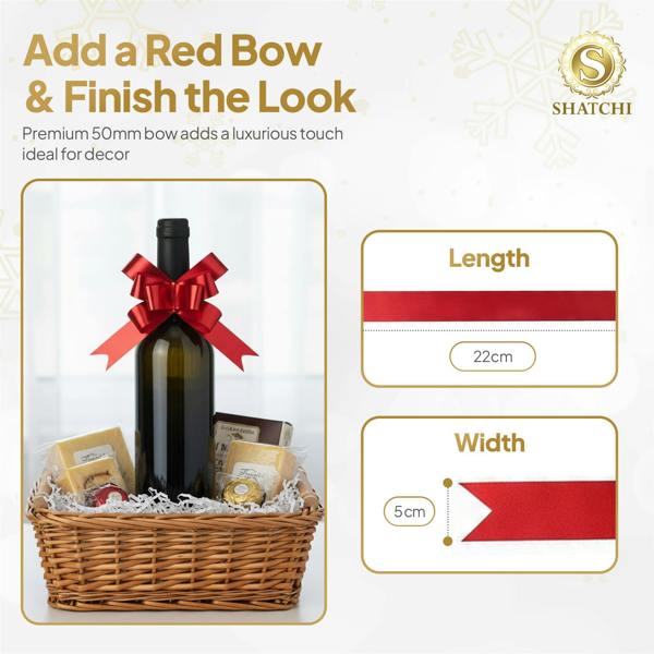 50mm Red Pull Bows, 10 Pack to 60 Pack Ribbon Gift Bows for Wrapping, Hampers and Party Décor image 9