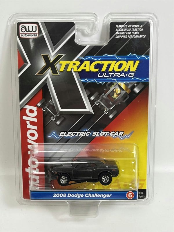 Auto World Slot Cars 2008 Dodge Challenger Grey HO Scale Slot Car X Traction Auto World SC368-6