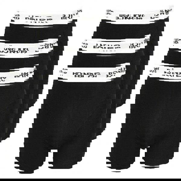 Bjorn Borg 3-Pack White Waistband Boxer Trunks, Black