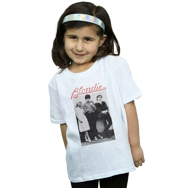 Blondie Girls Distressed Band Cotton T-Shirt - White