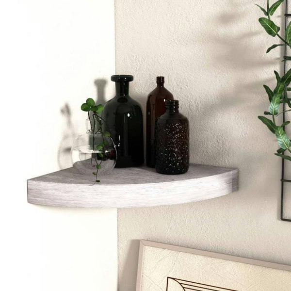 Berkfield Wall Corner Shelf Concrete Grey 25x25x3.8 cm MDF