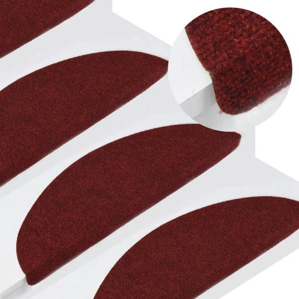 Berkfield Stair Mats Self-adhesive 15 pcs 56x17x3 cm Red