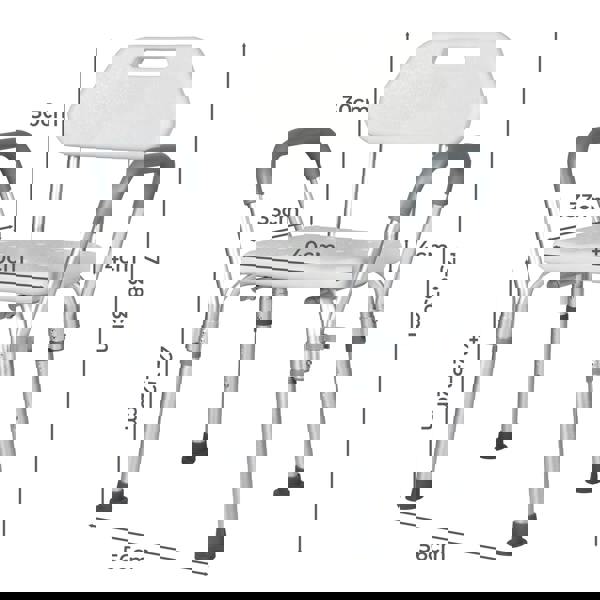 Levede Shower Chair Bath Seat Safety Stool Back Arms Adjustable Height Non-Slip