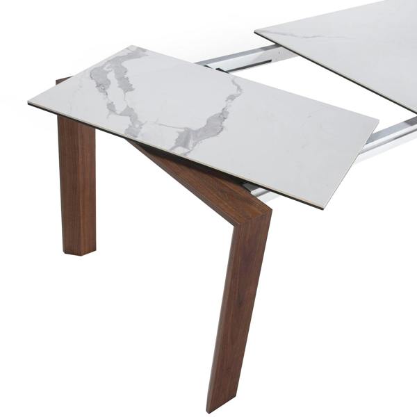 Angel Cerdá Rectangular porcelain marble and walnut extending dining table 1095