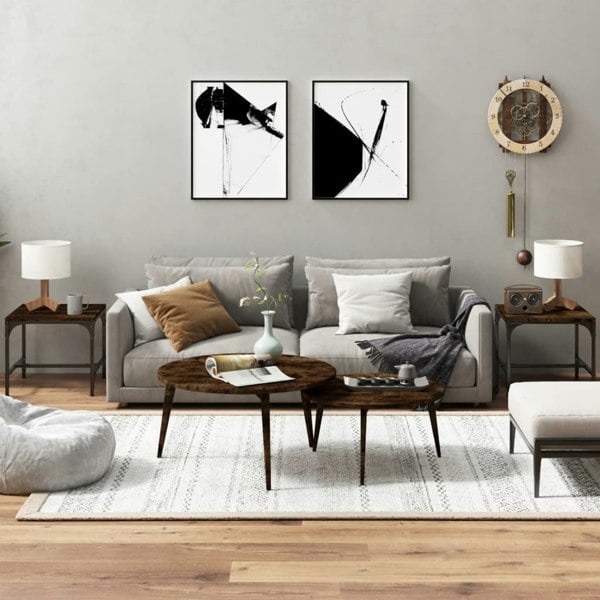 Berkfield Side Tables 2 pcs Smoked Oak 40x40x35 cm Engineered Wood