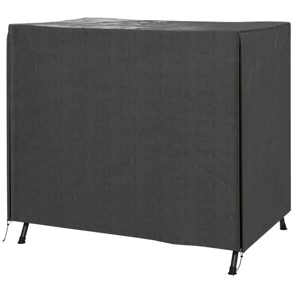 Three-seater swing chair cover in dark grey, rectangular fitted fabric with corner ties