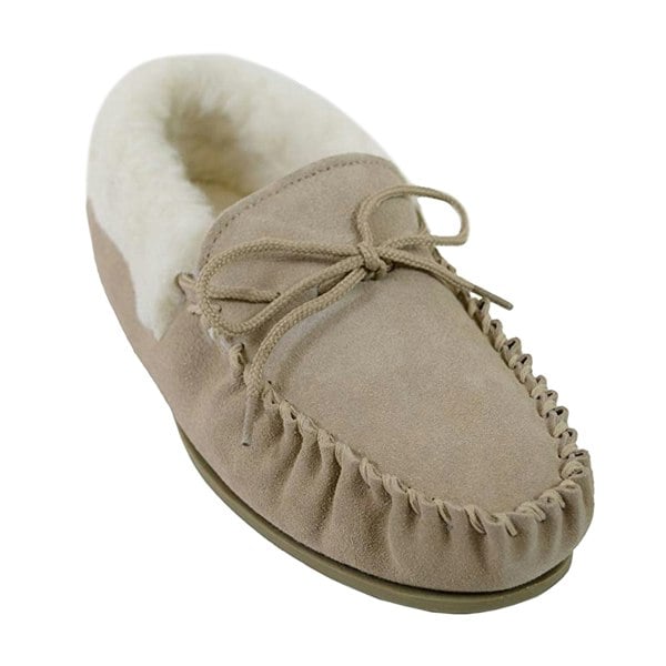 Eastern Counties Leather Womens/Ladies Hard Sole Wool Lined Moccasins - Camel