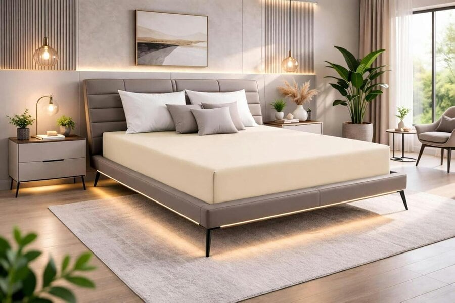 Night Zone Microfibre Fitted Sheet 25cm Deep – Soft Easy Care Bed Sheet - Cream