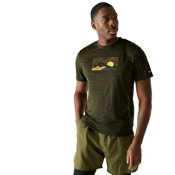 Regatta Mens Fingal Landscape T-Shirt - Dark Khaki Marl - 