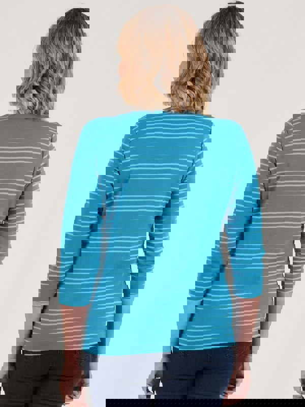 PennyPlain Yarn Dye Stripe Top- Wedgewood/lagoon