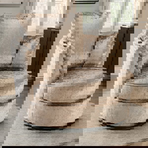 Furnishings For Less Crystal Crushed Velvet Swivel Chair