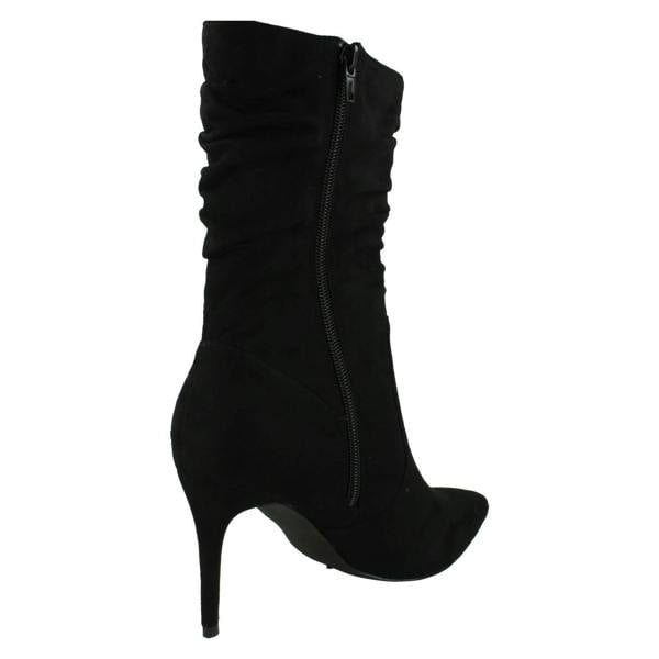 Spot On Ladies Spot On High Heel Rouched Leg Calf Boots F51232
