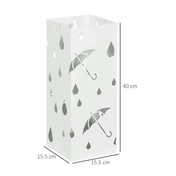 White six-umbrella umbrella stand, 40 cm height, raindrop and umbrella design