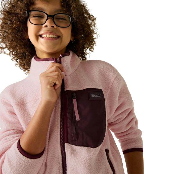 Regatta Childrens/Kids Frankie Colour Block Fleece Jacket - Pink Haze/Fig - 