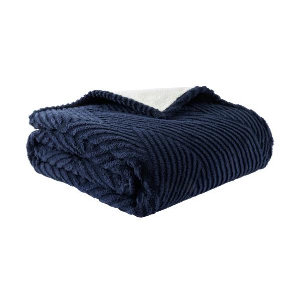 Catherine Lansfield Heat Buddy Cosy Super Thermal Blanket Bedspread Navy Blue