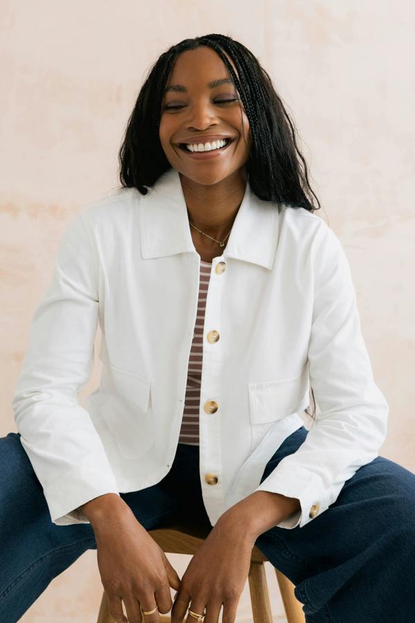 Effie Stretch Cotton Twill Jacket White