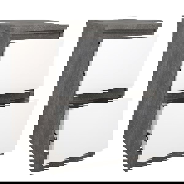 Furniture To Go Naia Bedside 2 Drawers in Concrete/White high gloss