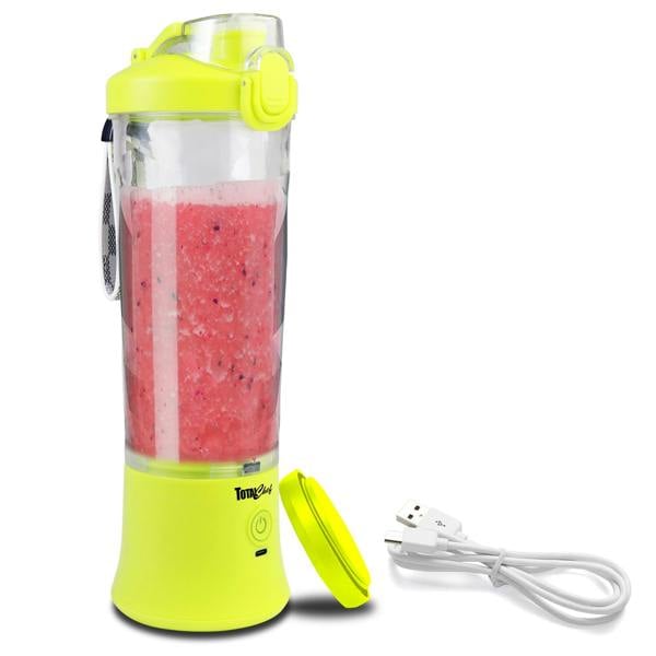 Total Chef 600ml Portable Blender USB Rechargeable Smoothie Maker for Gym & Travel (Yellow)
