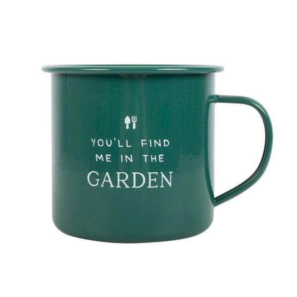 Something Different You´ll Find Me In The Garden Enamel Mug - Green/White