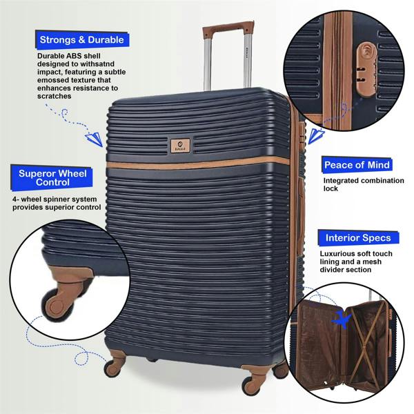Eagle Luggage Hardshell Cabin Robust 4 Wheel ABS Luggage Travel Bag