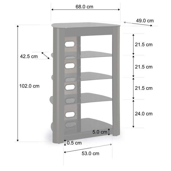 Centurion Supports Zinnia 5-Shelf Black Glass with Gloss Black Fascia Flat Screen TV/Hi-Fi/AV Rack Glass Stand