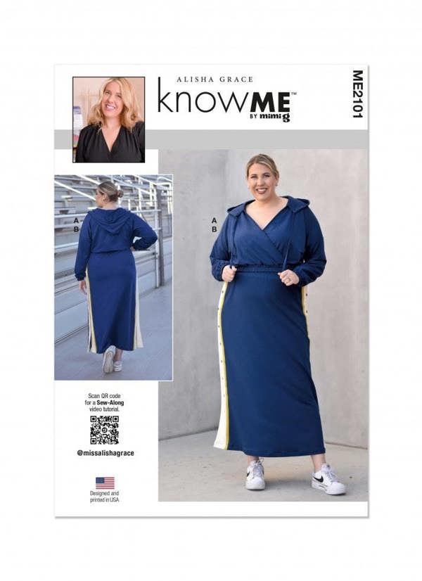 Know Me Sewing Pattern 2101, Tops, Sweaters, Hoodies, Skirts for Women, K5 (8-10-12-14-16) - Intermediate