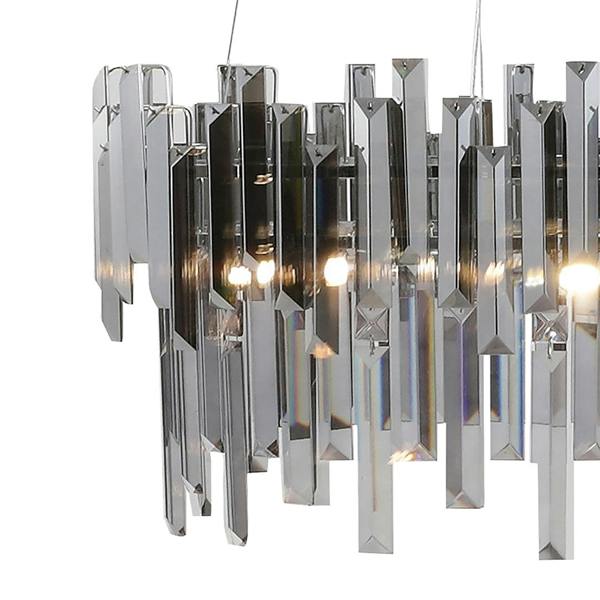 Pagazzi Lighting Onega 3 Light Chrome & Smoked Glass Pendant Ceiling Light