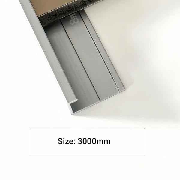 ENER-J Closing Edge Line End Aluminium Trims for 8mm Charcoal boards, Silver Size: 3000 mm (Pack of 2)