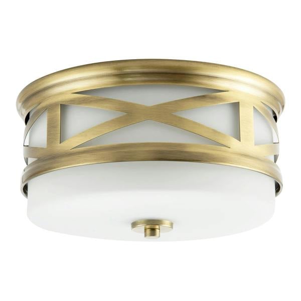 Vintage Classic Bathroom Flush Ceiling Light Fitting in Antique Brass Image 1