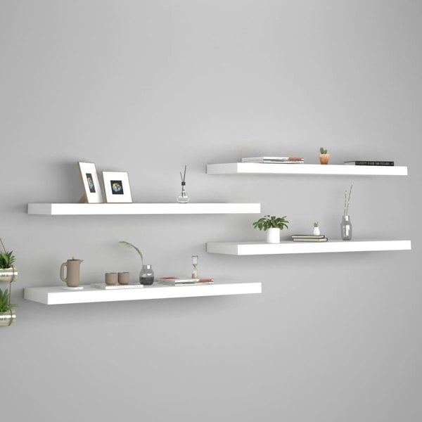 Berkfield Floating Wall Shelves 4 pcs White 90x23.5x3.8 cm MDF