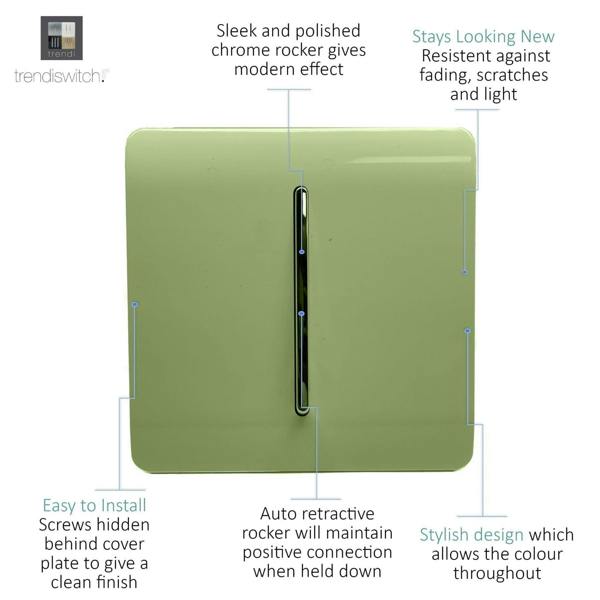 Trendi Switch 1 Gang Retractive Home Automation Switch in Moss Green