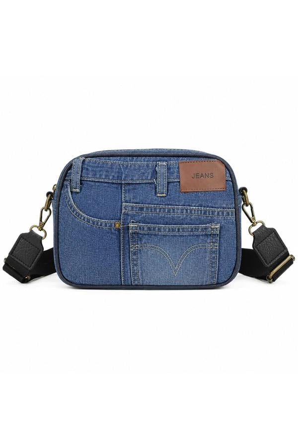 Kitise Jean Style Denim Crossbody Bag with Adjustable Strap