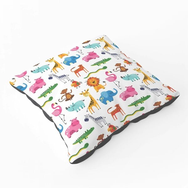 Warren Reed Hand Drawn Cartoon Animals Floor Cushion