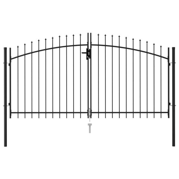 Berkfield Fence Gate Double Door with Spike Top Steel 3x1.5 m Black