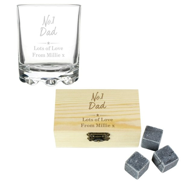 Personalised Memento Company Personalised No.1 Cooling Stones & Glass Set
