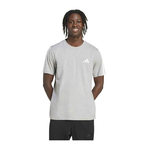 Adidas Mens 3 Stripes T-Shirt - Medium Grey/White - 