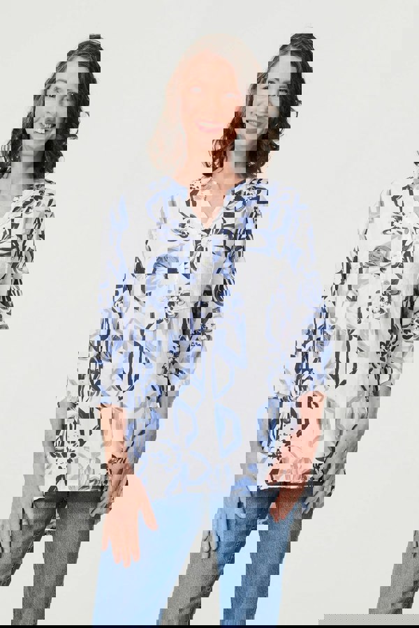 White | Floral Sequin Embellished Blouse Top
