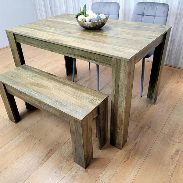 Kosy Koala Dining Table Set for 4 ? Modern Table with 2 Velvet Chairs And 1 Bench ? Dining Room Furniture