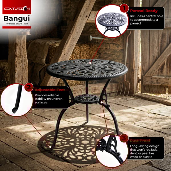 Centurion Supports BANGUI Black Garden and Patio Cast Aluminium Bistro Table