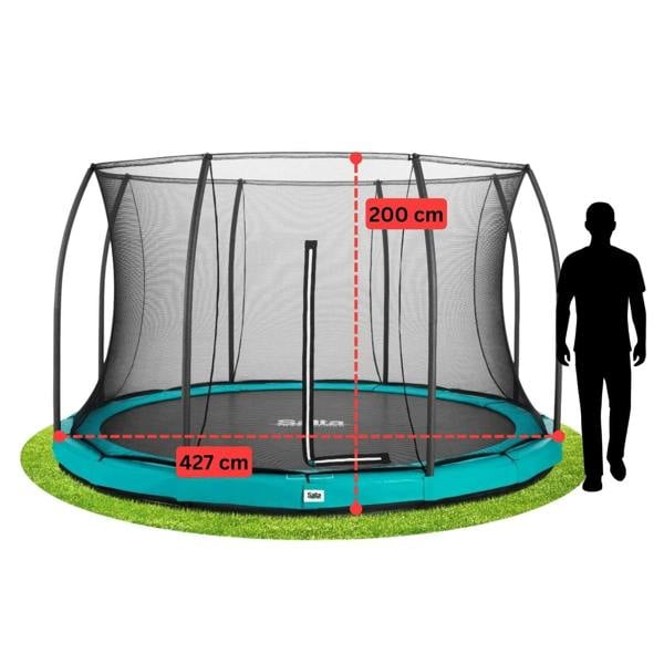 14ft Salta Green Comfort Edition InGround Round Trampoline with Enclosure