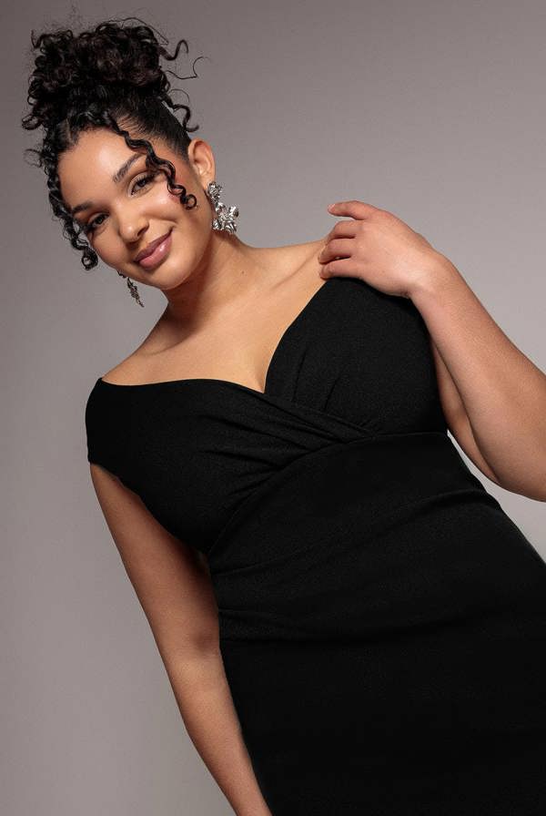 Bardot Pleated Midi Dress - Black DR1092ASCPLUS