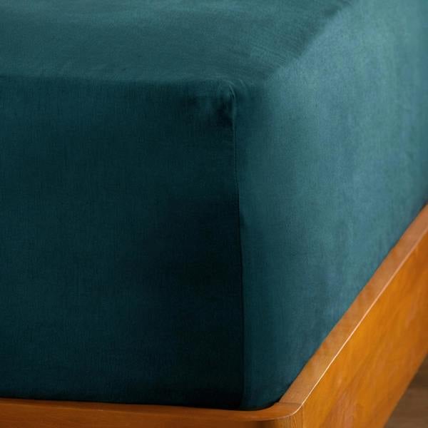 Soak&Sleep Atlantic Blue French Linen 40cm Deep Fitted Sheets