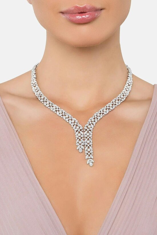 Latelita Marchioness Statement Necklace Pearl Silver