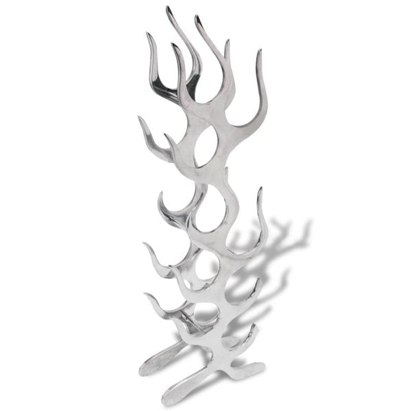 Berkfield Wine Rack Flame Shape Aluminium Silver 9 Bottles