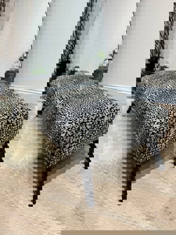 Premium nubani leopard pattern fabric footstool pouffe coffee table - ISTOOLS