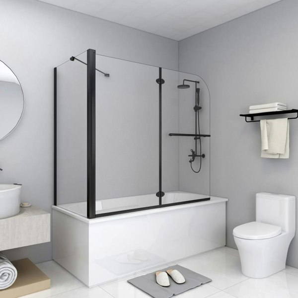 Berkfield Bi-Folding Shower Enclosure ESG 120x68x130 cm Black