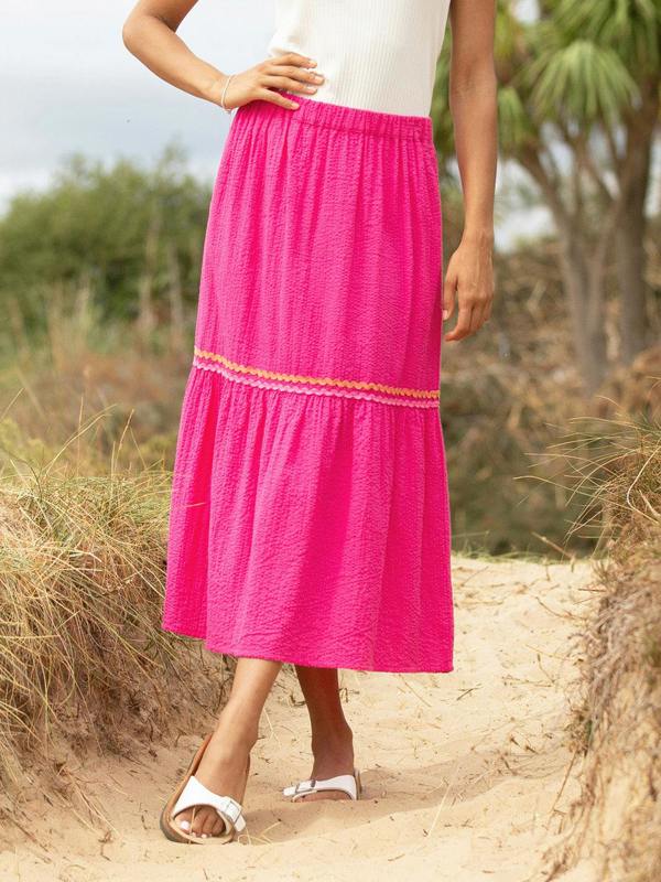 Kite Womens Organic Chickerell Seersucker Skirt Beetroot