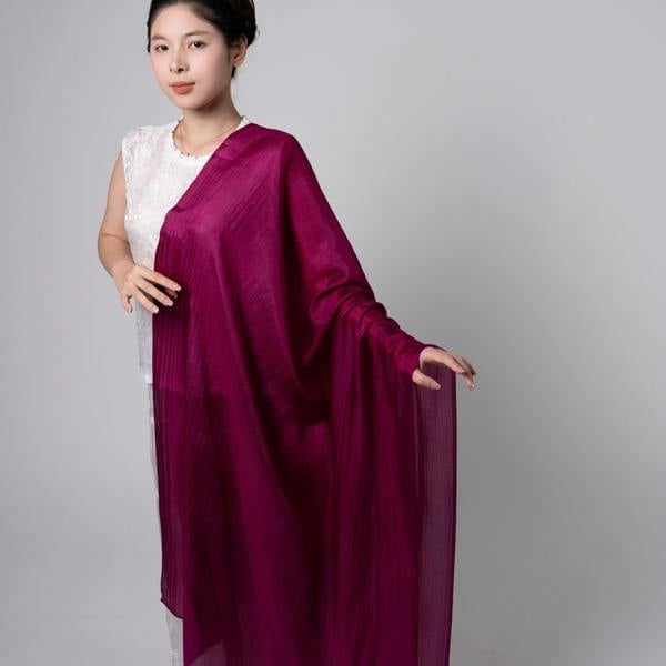 Plum Magenta Silk Scarf – Hand-Dyed Mulberry Silk, Evening & Eid Wrap