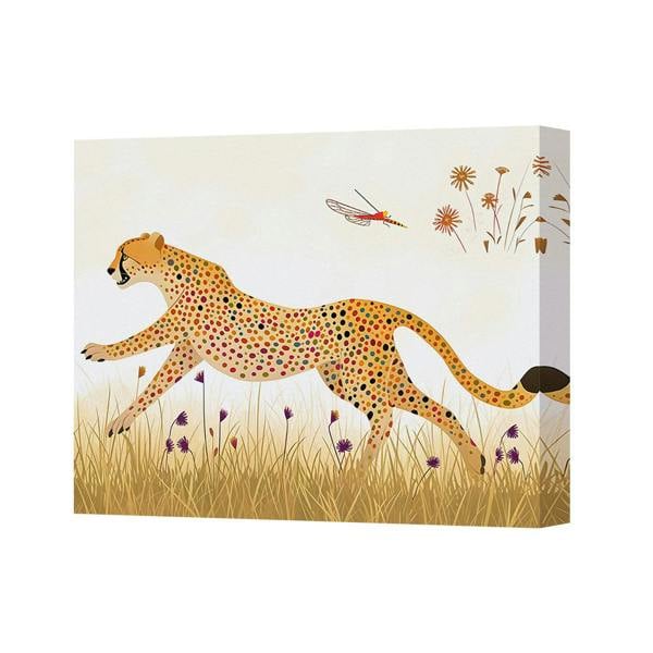 Benjamin Tate Design Colorful Dotted Cheetah Running Canvas Wall Art For Living Room