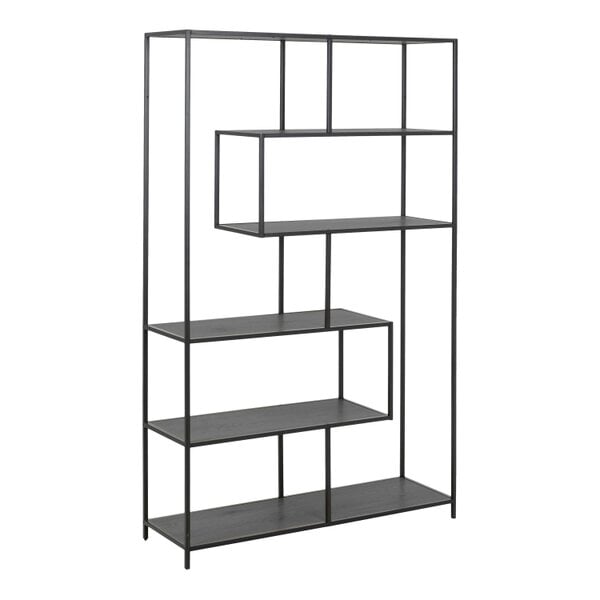 Wyld Haus El Paso Black Bookcase 5 Shelves Asymmetrical Metal Frame